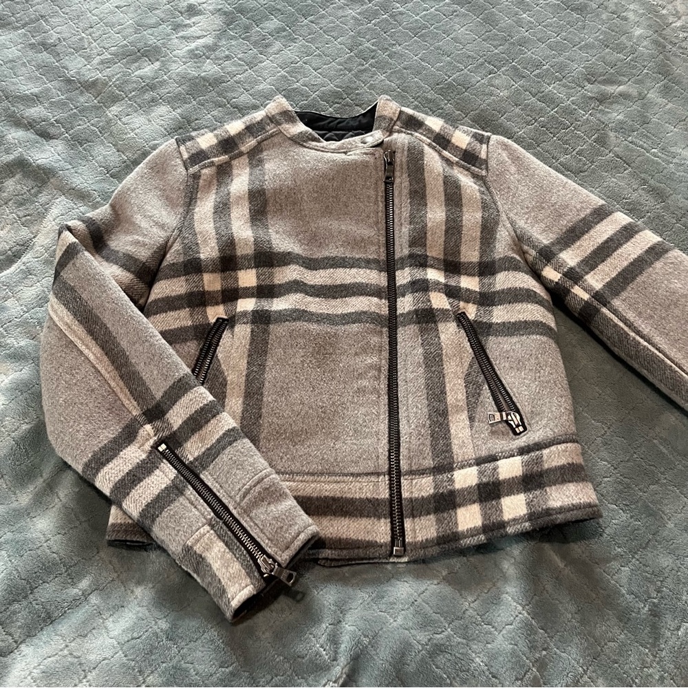GAP Gray and Black plaid Puffer wool‎ Coat